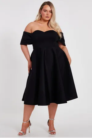 Quiz Curve Bardot Midi Skater Dress