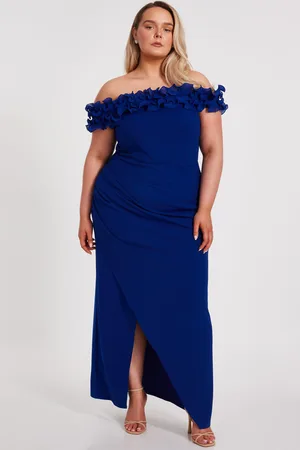 Quiz Curve Bardot Ruffle Maxi Dress