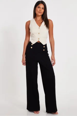 Quiz Button Detail Palazzo Trousers
