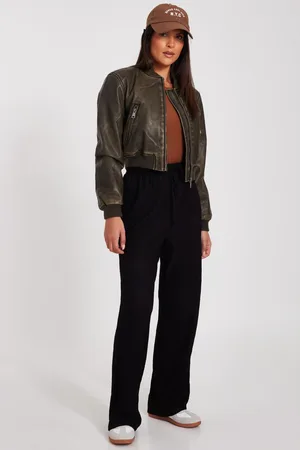 Quiz Faux Leather Bomber Jacket