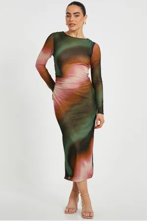 Quiz Petite Mesh Marble Print Midaxi Dress