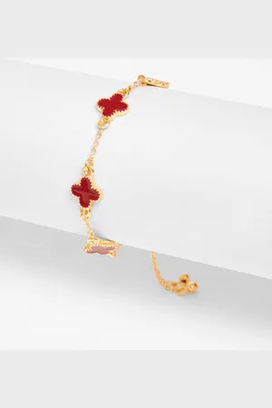 Quiz Dark Red Clover Toggle Bracelet