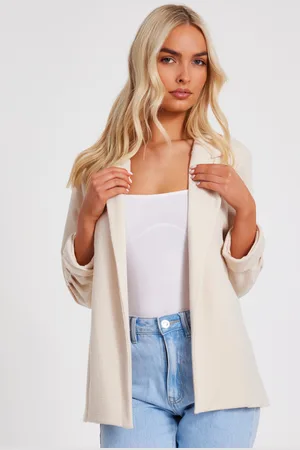 Quiz Textured Ruched Sleeve Blazer