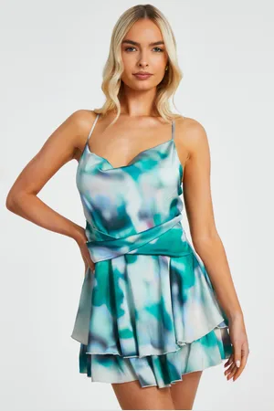Quiz Marble Print Tiered Playsuit