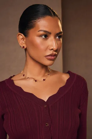 Quiz Dark Red Clover Jewellery Set