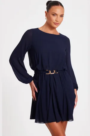 Quiz Chiffon Long Sleeve Skater Dress