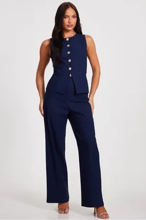 Quiz Pinstripe Wide Leg Trousers