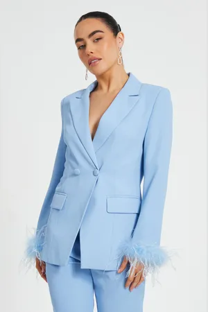 Quiz Petite Feather Trim Blazer
