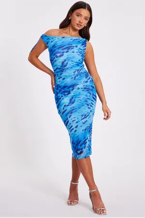 Quiz Petite Mesh Animal Print Midi Dress