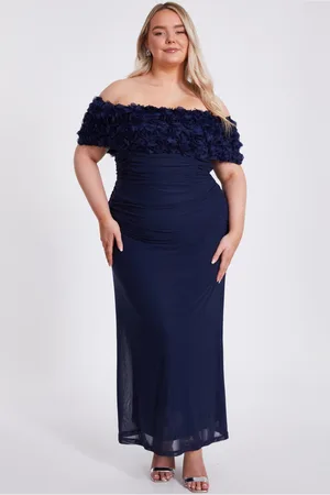 Quiz Curve Mesh Bardot Midaxi Dress