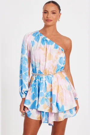 Quiz One shoulder Floral Playsuit