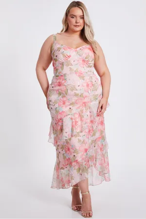 Quiz Curve Floral Chiffon Midaxi Dress