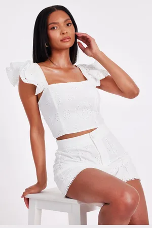 Quiz Embroidered Frill Sleeve Top