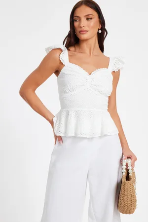 Quiz Embroidered Peplum Top