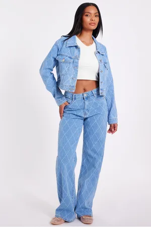 Quiz Textured Wide Leg Jeans