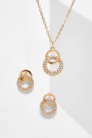 Quiz Double Circle Diamante Jewellery Set