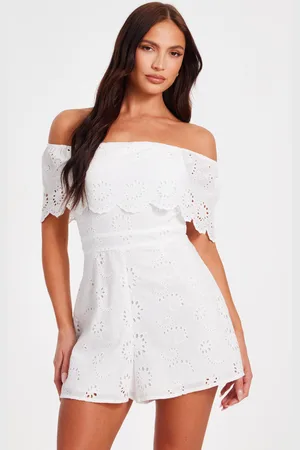 Quiz Embroidered Bardot Playsuit