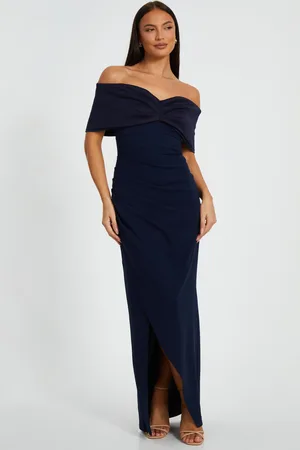 Quiz Bardot Front Wrap Maxi Dress