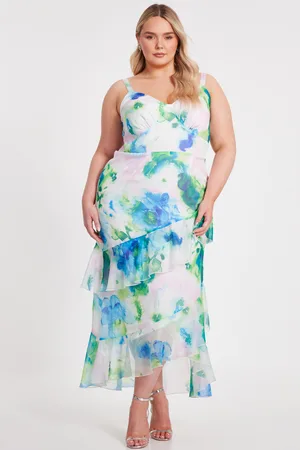 Quiz Curve Floral Chiffon Midaxi Dress