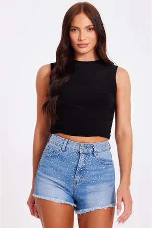 Quiz Denim Embellished Shorts