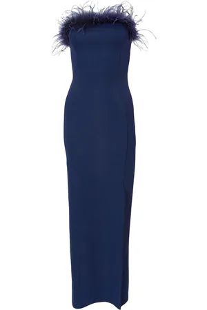 Quiz Feather Trim Midaxi Dress