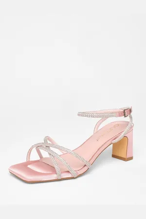 Quiz Wide Fit Diamante Strap Block Heels