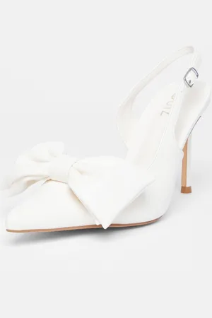Quiz Faux Leather Bow Court Heels