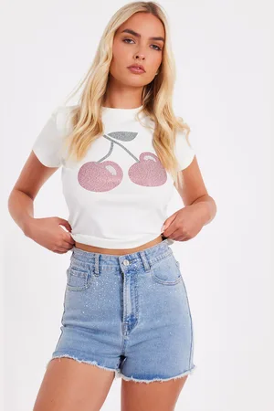 Quiz Denim Embellished Shorts