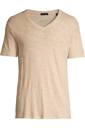 ATM Anthony Thomas Melillo Men Short Sleeve - Textured V-Neck Cotton T-Shirt