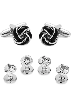 Cufflinks, Inc. 3-Piece Ox And Bull Trading Co. Black And Silver Knot Stud Set