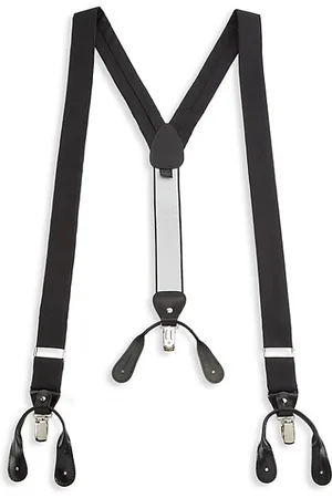 Saks Fifth Avenue Men Neckties - COLLECTION Silk & Leather Suspenders