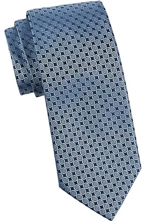 Charvet Men Neckties - Round Geometric Woven Silk Tie