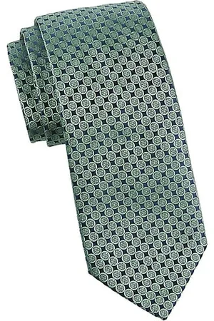 Charvet Men Neckties - Round Geometric Woven Silk Tie