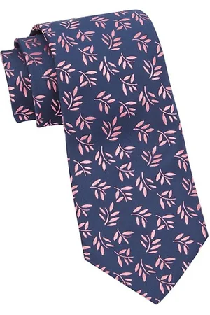 Charvet Men Neckties - Large Vineleaf Woven Silk Tie