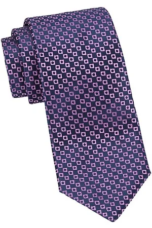 Charvet Men Neckties - Square Geometric Woven Silk Tie