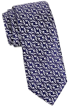 Charvet Swirl Geometric Woven Silk Tie