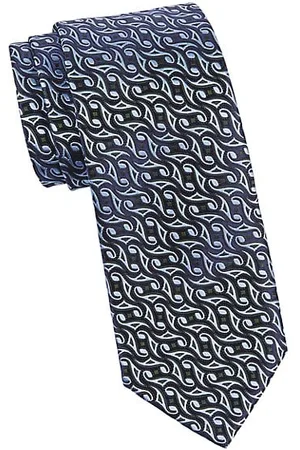 Charvet Swirl Geometric Woven Silk Tie