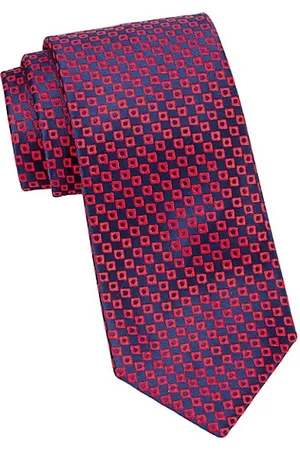 Charvet Men Neckties - Square Geometric Woven Silk Tie