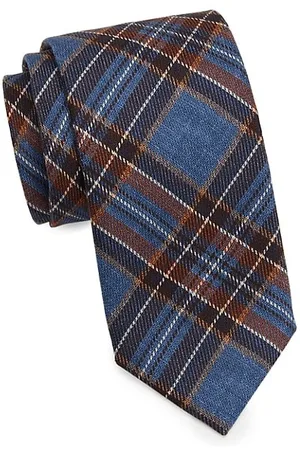 Saks Fifth Avenue Men Neckties - COLLECTION Plaid Print Tie