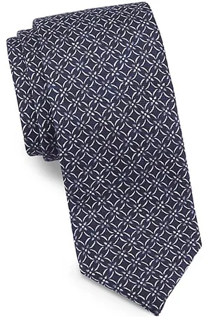 Saks Fifth Avenue Men Neckties - COLLECTION Diamond Floral Silk Tie