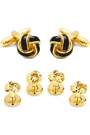 Cufflinks, Inc. 3-Piece Ox And Bull Trading Co. Black And Gold Knot Stud Set