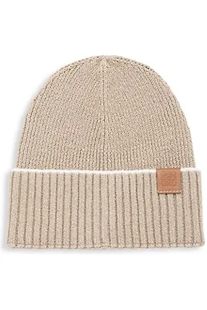 Loewe Beanies - Anagram Patch Knit Linen Beanie