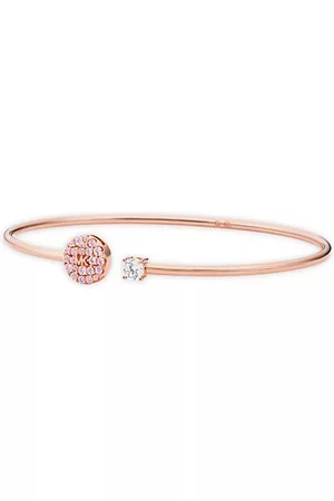 Shop Michael Kors 14K-Rose-Gold-Plated & Cubic Zirconia Monogram Bangle