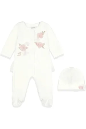 Miniclasix Baby Girl's 2-Piece Ruffled Coverall & Hat Set