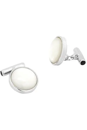 Cufflinks, Inc. Sterling Silver & Ribbed Mother Of Pearl Cufflinks