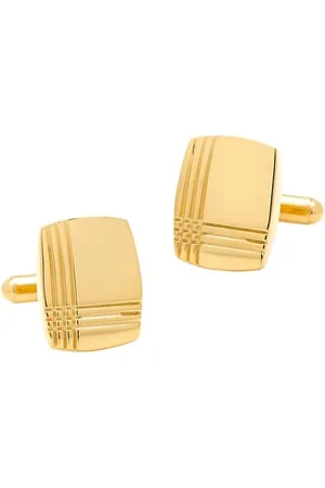 Cufflinks, Inc. Men Neckties - Stainless Steel Gold Plaid Cufflinks
