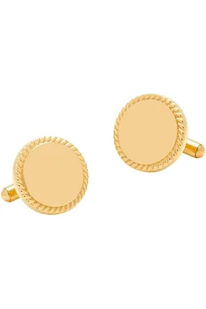 Cufflinks, Inc. 14K Gold Plated Rope Border Round Engravable Cufflinks