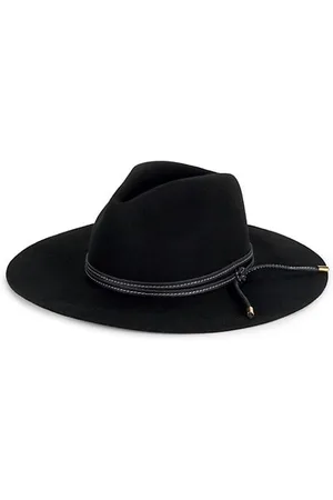 SENSI STUDIO Leather-Trimmed Wool Wide-Brim Hat