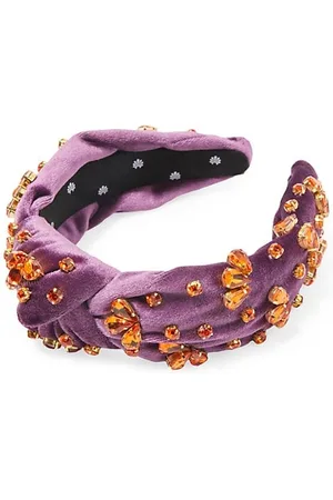 Lele Sadoughi Embellished Velvet Knotted Headband