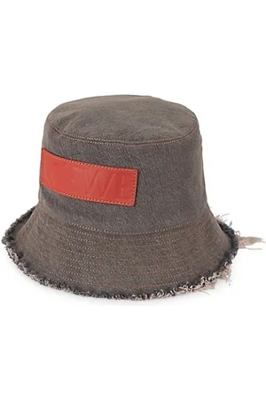 Loewe Hats - Logo Frayed Denim Bucket Hat